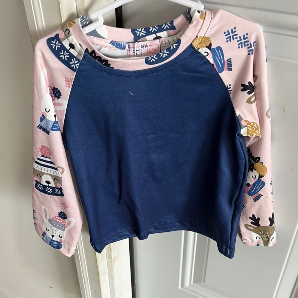 Kids Blue and Pink Long Sleeve Shirt